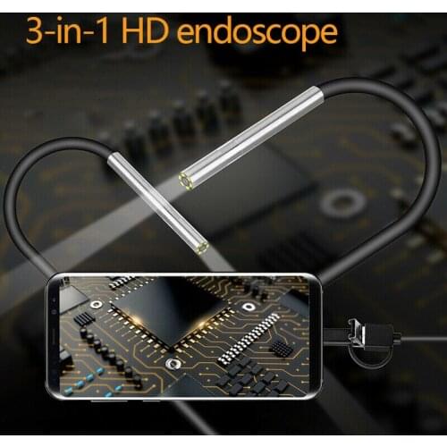 3.9mm 720P Endoscope Camera Tiny Lens Android Endoscope 6 LED Micro USB Type C Waterproof Inspection for Android PC Borescope