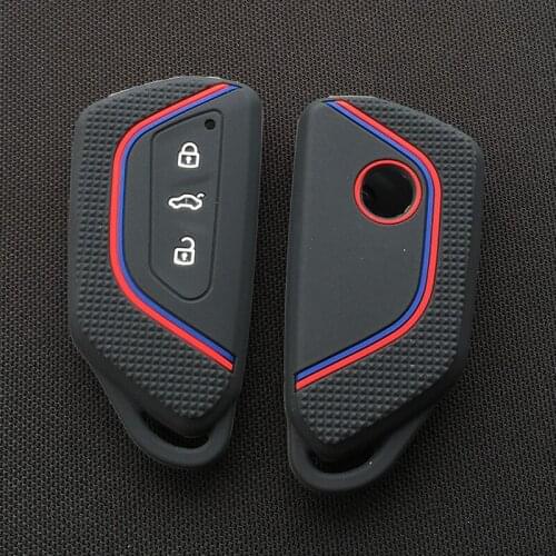 3 Button Silicone car Key Case cover for VW Volkswagen Golf 8 Mk8 for Skoda Octavia 8 VAG Group for Seat Leon 2020 2021 Key
