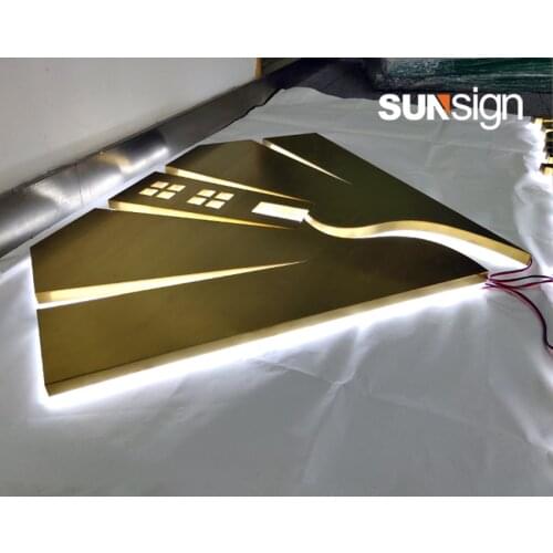 3D laser cutting gold brushed stainless steel letter back light led letter