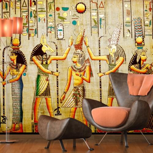 Custom 3D Wallpaper Mural Living Sofa Background Wall Mural European Retro Painting Egyptian Pharaoh Photo Wall Paper Coverings