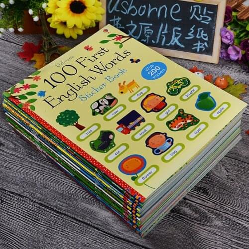 5PCS/Set Usborne Children English Picture Sticker Book Coloring Educational Kids Dressing Up/Christmas/Cars Animal Words Toy