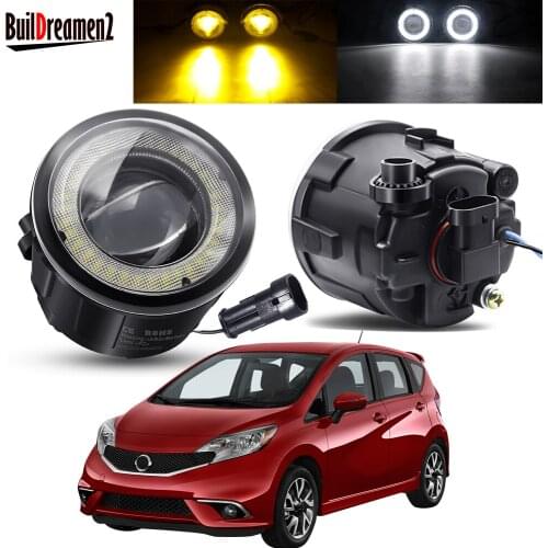 2 Pieces Car Angel Eye Fog Light Assembly LED Lens Fog Daytime Running Lamp DRL 30W 3000LM 12V For Nissan Versa 2007-2011