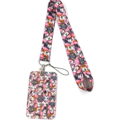 Hairless Sphynx Cat Key lanyard Car KeyChain ID Card Pass Gym Mobile Phone Badge Kids Key Ring Holder Jewelry Decorations