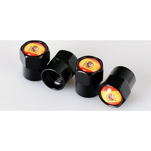 Auto Wheel Tire Valve Stem Caps Waterproof Covers Sticked With Spanish Spain National Flags Car Tyre Parts Accessories