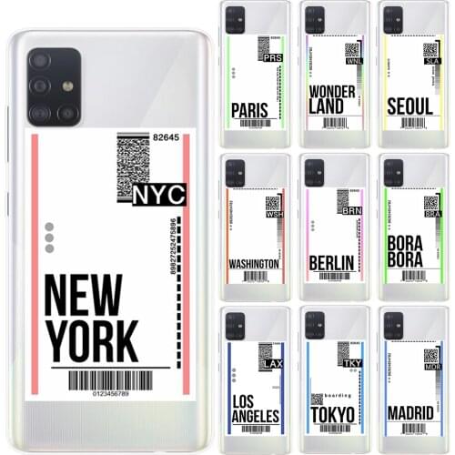 Fly Ticket Template New York Soft Silicone Case Cover For Samsung Galaxy A6 A8 Plus A9 A7 2018 A10 A20 A30 A40 A50 A70 A51 A71