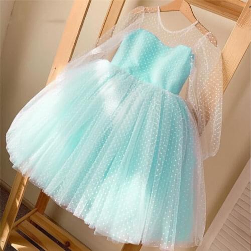 Girls Tulle Princess Wedding Dresses Kids Elegant Party Bridesmaid Prom Gown Children 4 5 6 7 8 9 10 Years Evening Tutu Costume