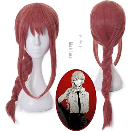 Anime Chainsaw Man Makima Cosplay Long Red Wig Heat-resistant Fiber Hair + Free Wig Cap Halloween Party Women Wig Accessories