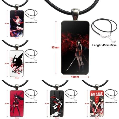 For Women Party Anime Girl Akame Ga Kill Akame Fashion Necklace Handmade Rectangle Shape Choker Necklace Jewelry Multi Designs