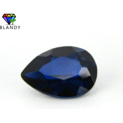 Good Quality 3x5mm~13x18mm Pear Shape Brilliant Cut #114 Blue Stone Synthetic Gems for Jewelry Free Shipping