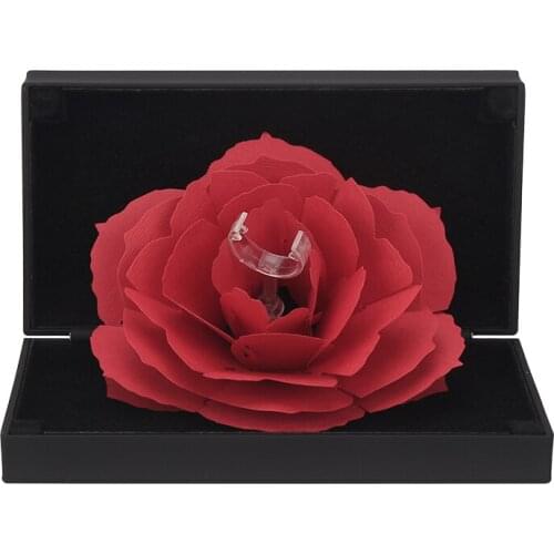 Exquisite And Durable Flat Surface With Built In Plastic Immortal Rose Ultra-fashionable Jewelry Ring Box For Engagement Gifts