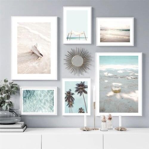 Coconut Tree Beach Bus Canvas Painting Seascape Nordic Posters and Prints Home Decoration Living Room Wall Art Pictures