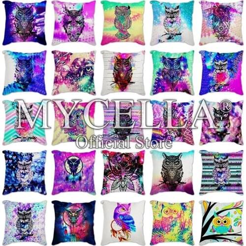 Colorful owl Cushion Cover Throw Pillow Cover Polyester Pillows Case For Home Sofa Decoration Pillowcase Cover Art Cartoon