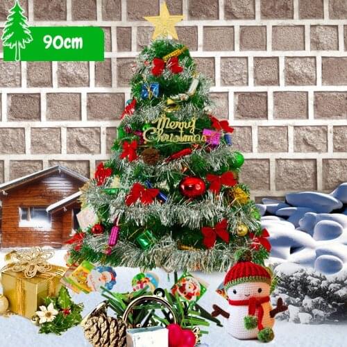Colorful 90cm Christmas Tree Lighting PVC Santa Claus Decorated Hanging Ornaments Party Xmas Tree Celebrate Supplies with all