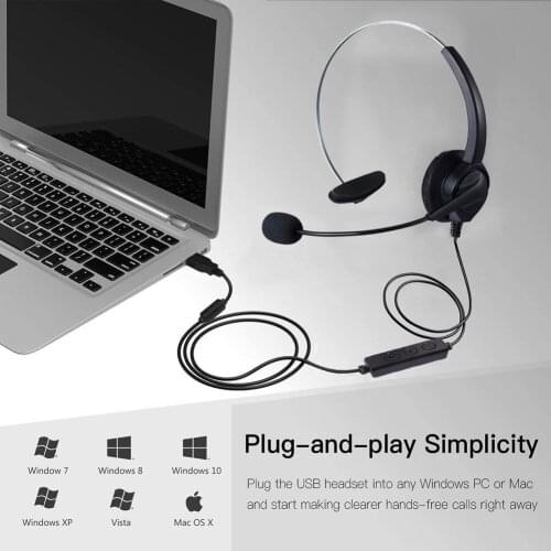 Lightweight Comfortable USB Headphone With Microphone For Desktop Computer Call Center Service Headphone Telephone Traffic