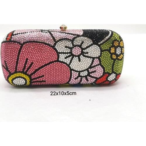 Leopard Flag Flower Stripe Pattern Diamond Ladies Party Evening Bag Rhinestone Woman Wedding Bridal Elegant Shinny Clutch Wallet