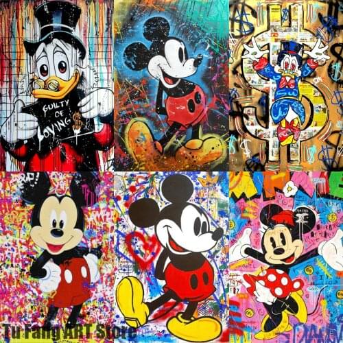 Canvas Painting Wall Art Disney Abstract Mickey Mouse Posters and Prints Room Decor Pictures Living Home Decoration Wall Decor