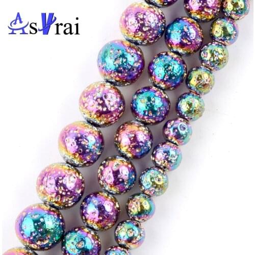 Natural Muticolor Hematite Lava Stone Round Loose Beads For Jewelry Making 4-10mm Spacer Beads Diy Handmade Jewellery Accessory