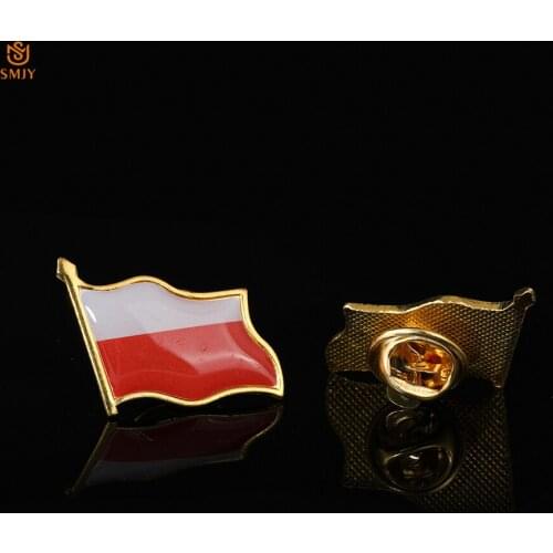 Polish Epoxy Resin Paint Flag Brooch Metal Gold-Plated Tie Lapel Badge Safety Buckle Pin