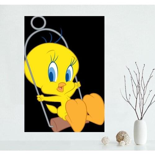 Custom Tweety Lovely Poster Wall For Living Room Art Poster Decoration Silk Fabric Bright Smooth No Frame Morden Print Wall