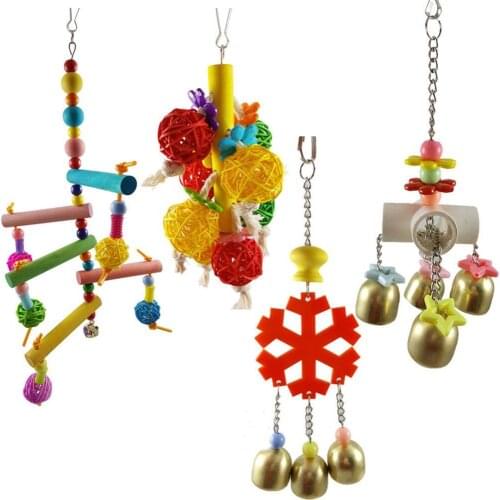 1PCS Rattan Ball Wood Ladder Bells Parrot Bite Climbing Toy Pet Bird Cage Decor Parrot toys vogel speelgoed Birds accessoires