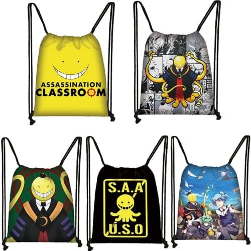 Assassination Classroom Anime Drawstring Bag Boy Girl Cartoon Nagisa Shiota School Bag Teenage Portable Backpack