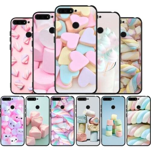 Color art marshmallow black Silicone Phone Case For Huawei honor 30 20 Pro 8 8X 9 10 20 Lite Mate 10 20 30 Lite Pro cover