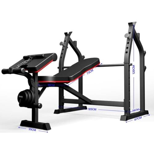 Foldable Bench Press Mens Bench Squat Rack Multifunctional Weightlifting Bed Foldable Bench Press Home Fitness Equipment SJ