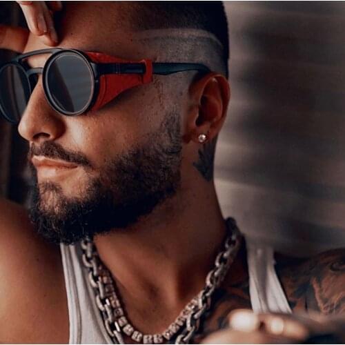 Unisex Vintage Steampunk Sunglasses Mens Designer Designer Retro Round Leather Glasses Steam Punk Outdoor Goggles UV400