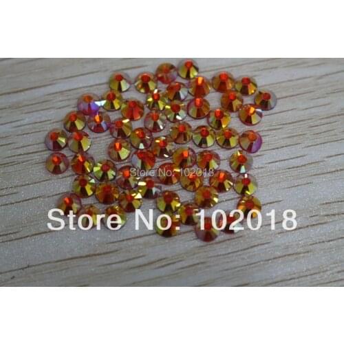 Free shipping 10 gross 1440pcs Hot sale highest quality HOT FIX DMC ss16/4mm rhinestone new color golden orange ab