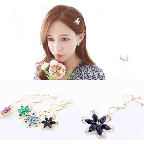 Golden Alloy Rhinestone Bobby Pins Hair Clips & Pins Green Black White Headwear Hair Accessories for Women