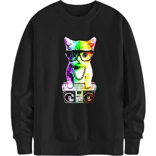 2020 DJ Cats O Neck Sweatshirts Man Funny Hoody Autumn Clothing Male New Arrival Fashion Tracksuits White Moletom Masculino