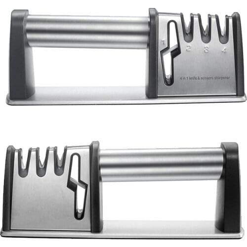 Knife Sharpener 4 in 1 Diamond Coated&Fine Rod Knife Shears and Scissors Sharpening stone System Stainless Steel Blade spyderco