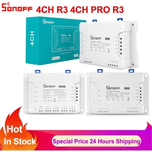 Sonoff 4CH (R3) PRO R3 Smart Wifi Switch Smart Home Interlock self-locking Inching Lock Mode Smart RF Switch Work Alexa Google