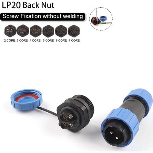LP/SP20 Waterproof Connector No welding Male Plug&Female Socket 2/3/4/5/6/7 Pin Panel Mount Wire Cable Connector Aviation Plug