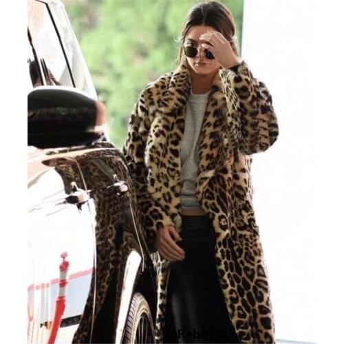Women Elegant Fur Cotton Parka Coat Women Autumn Winter Warm Leopard long coat fur plush coat Casual Slim Jacket Coat