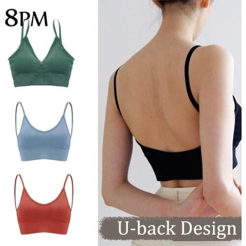 Women Rib Bra Seamless Underwear Backless Vest Sexy Panties Padded Bralette Push Up Sport Bra Female Lingerie Fitness Crop Top
