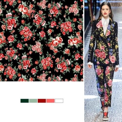 Italian Brand D Womens Dress Suit Shirt Digital Printing Chiffon Four-sided Stretch Satin Custom Sewing Polyester Material