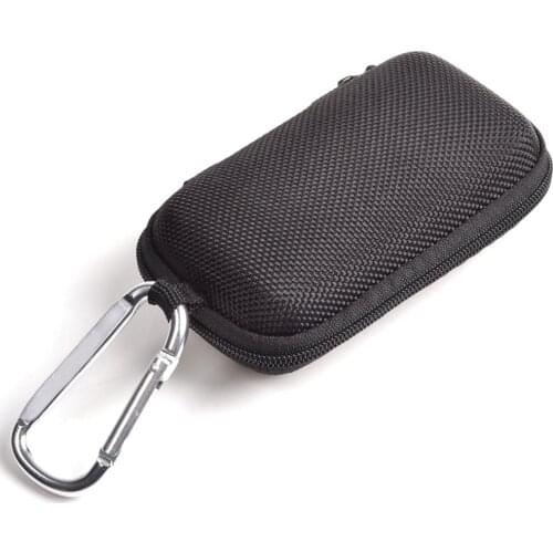 Black Rectangle Shaped Hard Headset EVA Case Bag And Climbing Carabiner for MP3/MP4 Bluetooth Earphone Earbuds with Mesh Pocket