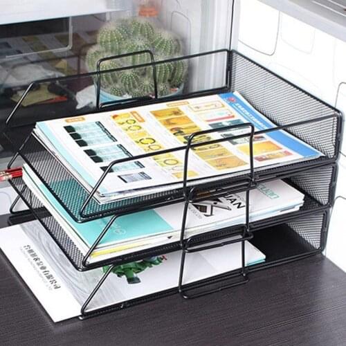 1pcs 1 Tier Metal Mesh Storage Racks Document Letter Tray Desk Organizer File Organizer Office Storage Basket