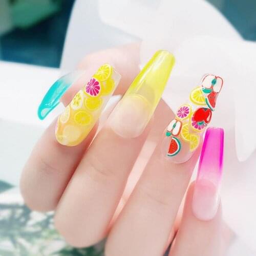 1000Pcs/Set Nail Slices Fruit Feather Shape Ultra Thin Polymer Clay Soft Mixed Nail Art Slime DIY Charms for Gift
