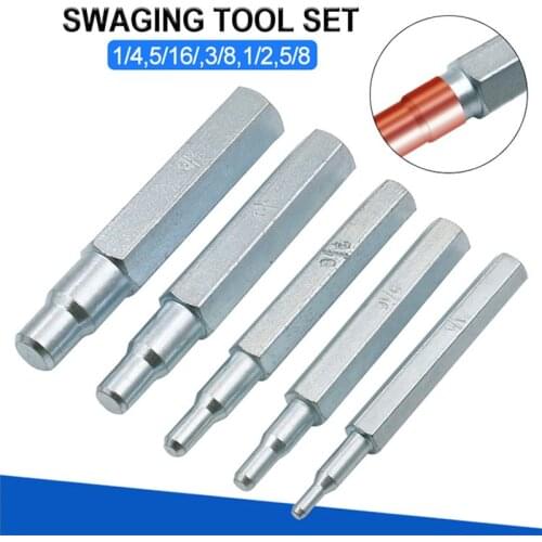 5pcs CT-193 Swaging Punch Steel 1/4",5/16",3/8",1/2",5/8" Expand Copper Pipe Tube Tools for General Fridge air conditioning tool
