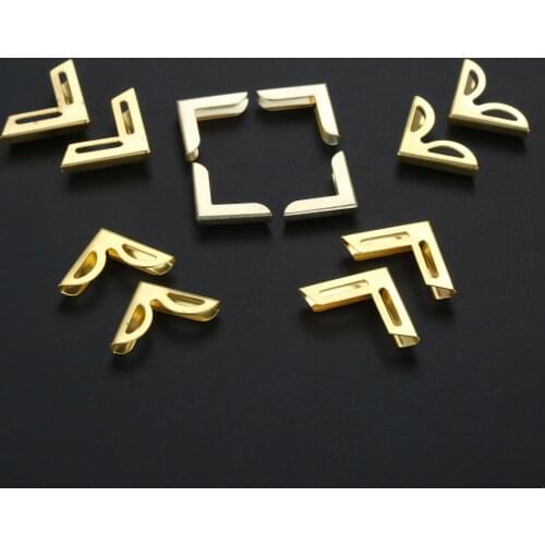 50pcs/lot Gold Corner Protectors Scrapbook Photo Album Hollow Flower Jewelry Box Feet Wood Case Desk Leg Guard w/screws Decor