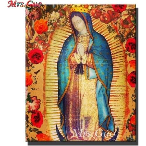 Diamond Painting Our Lady of Guadalupe Full Drill Diamond Embroidery Religion Portrait Mosaic Cross Stitch Home Decor Stickers