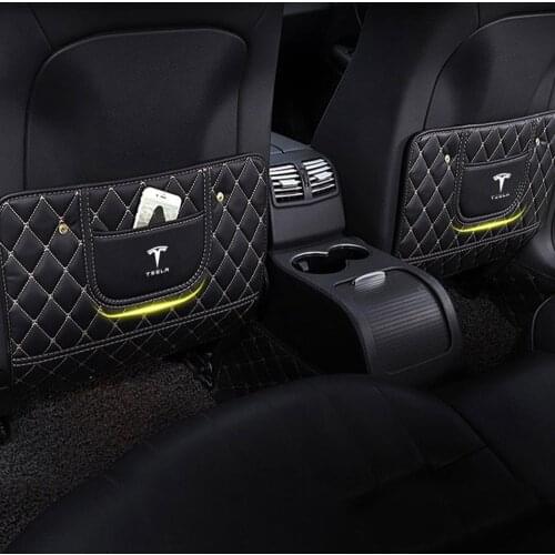 New for Tesla Model3 S Car Seat Back Genuine Leather Anti Kick Pad Protector Waterproof Child Anti Dirty Protection Car Styling