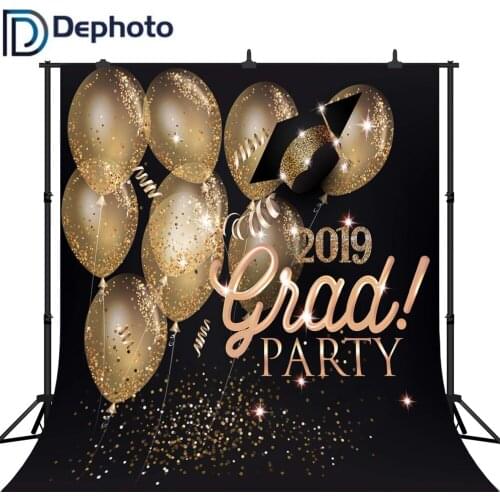 DePhoto Graduation Party Backdrop Class of 2019 Photography Background Congrats Grad Balloons Decorations Photo Booth Props