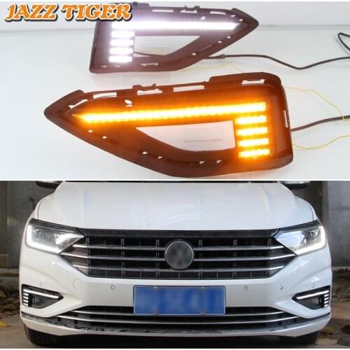 Daytime running lights For Volkswagen Jetta Sagitar 2019 2020 VW Drl with turn signals for cars auto Led fog lights headlights