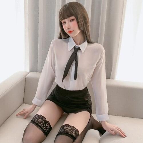 Erotic Outfit Japanese Sexy Teacher Uniform See Through Secretary Costume for Women Seductive Lingerie Sexual Clothes Skirt Set