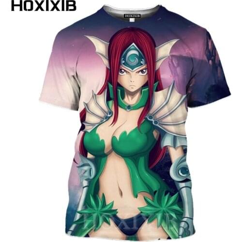 HOXIXIB 3D Print Anime Fairy Tail T Shirt Cartoons Girl Erza Scarlet Men Women Tshirt Short Sleeve Hip Hop Top Unisex Streetwear