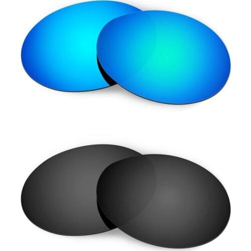 HKUCO For Romeo 1.0 Sunglasses Replacement Polarized Lenses 2 Pairs - Blue & Black