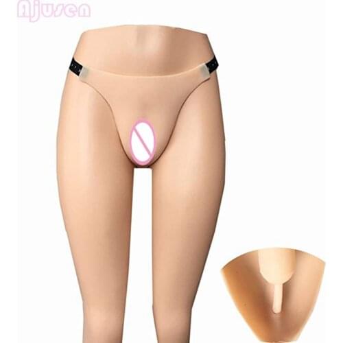 Fake Vagina G-Strings with Catheter false Pussy Boxer Ajusen Drag Queen for Crossdresser Transgender Shemale